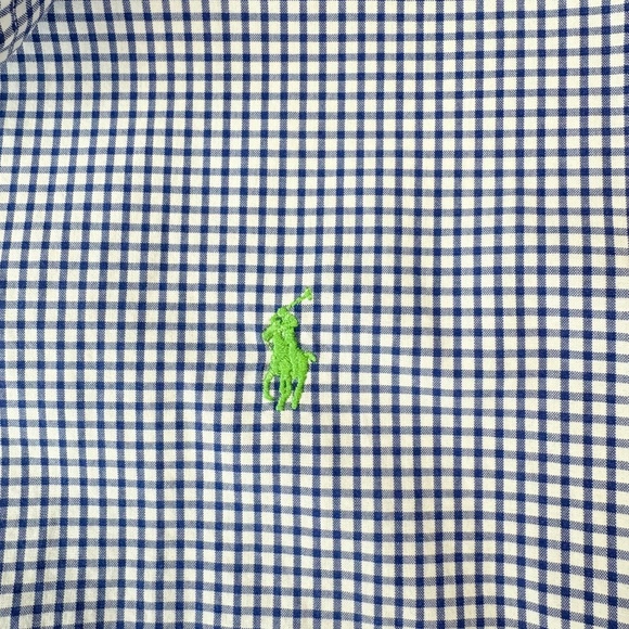 Vintage 90s Ralph Lauren Blue White Checked Preppy Classic Fit Shirt Sz 16 32/33 - Picture 9 of 9
